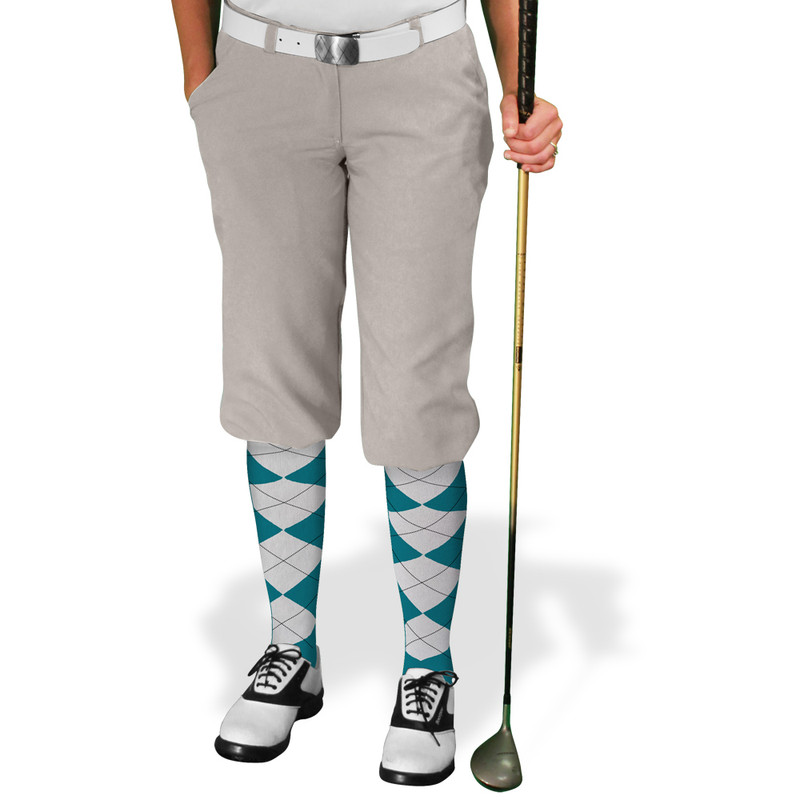 Ladies Golf Knickers Argyle Utopia Outfit 6O - Teal/White