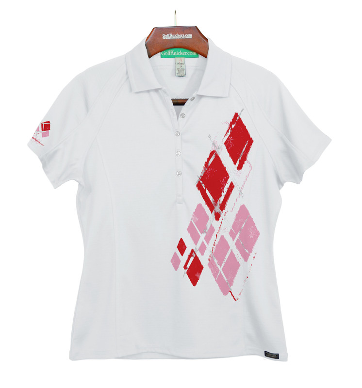 Ladies Golf Knickers Argyle Utopia Outfit 6Q - White/Pink/Red