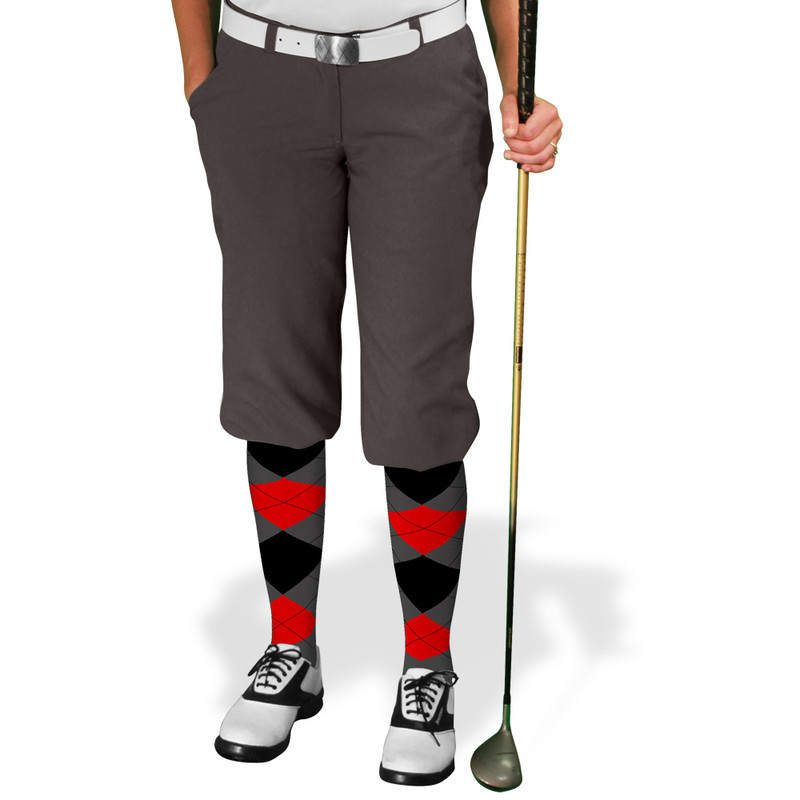 Ladies Golf Knickers Argyle Utopia Outfit 6U - Charcoal/Black/Red