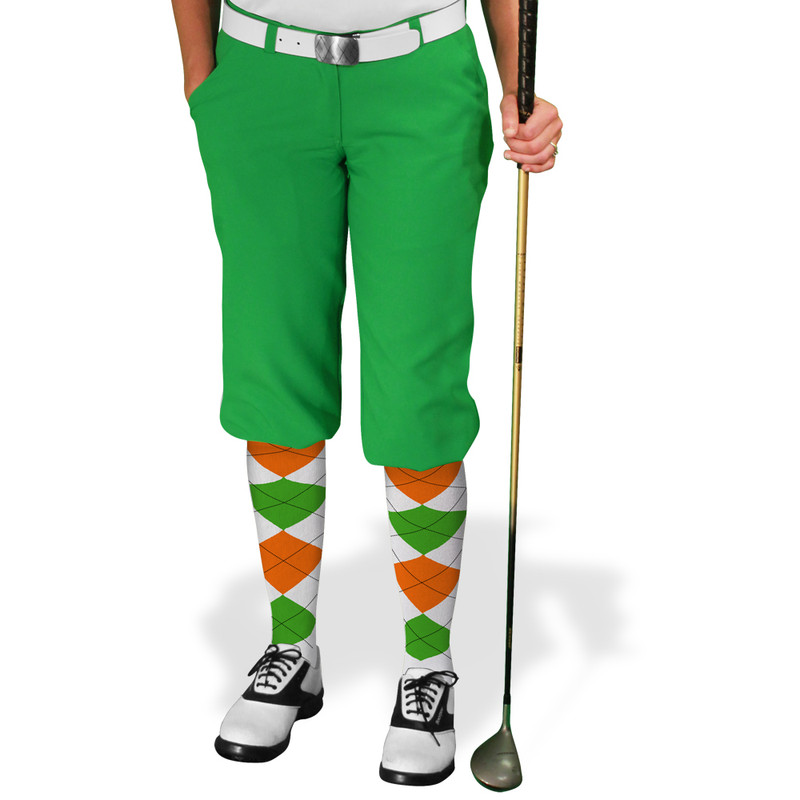 Ladies Golf Knickers Argyle Utopia Outfit 6Z - White/Orange/Lime