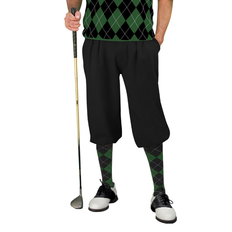 Mens Black & Dark Green Sweater Golf Outfit