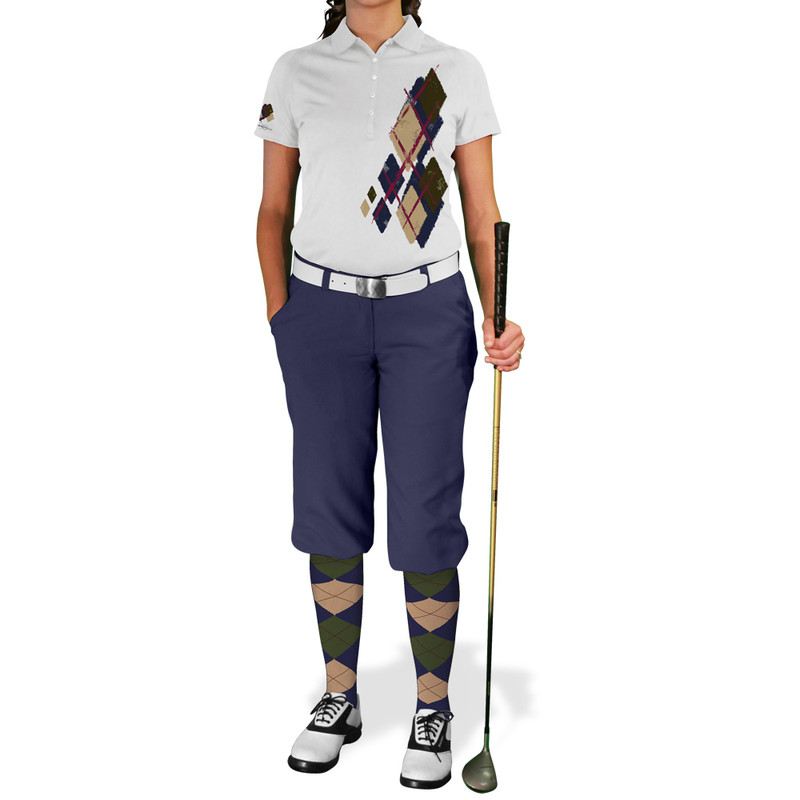 Ladies Argyle Utopia Golf Shirt - K: Navy/Khaki/Olive