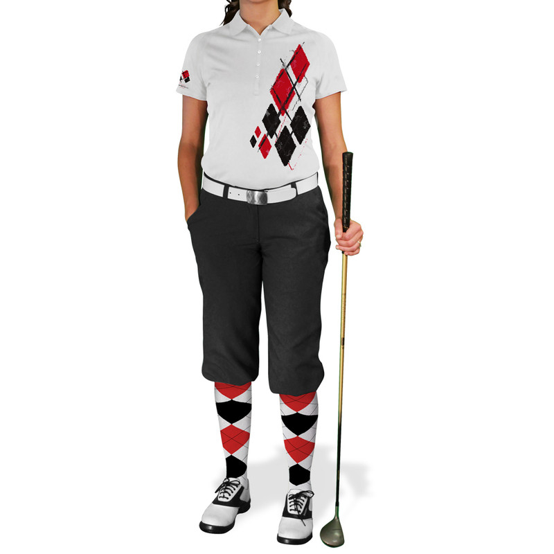 Argyle Utopia Golf Shirt - ZZZZ: White/Black/Red