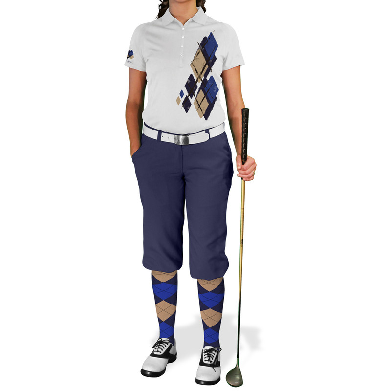 Ladies Argyle Utopia Golf Shirt - 6K: Navy/Khaki/Royal