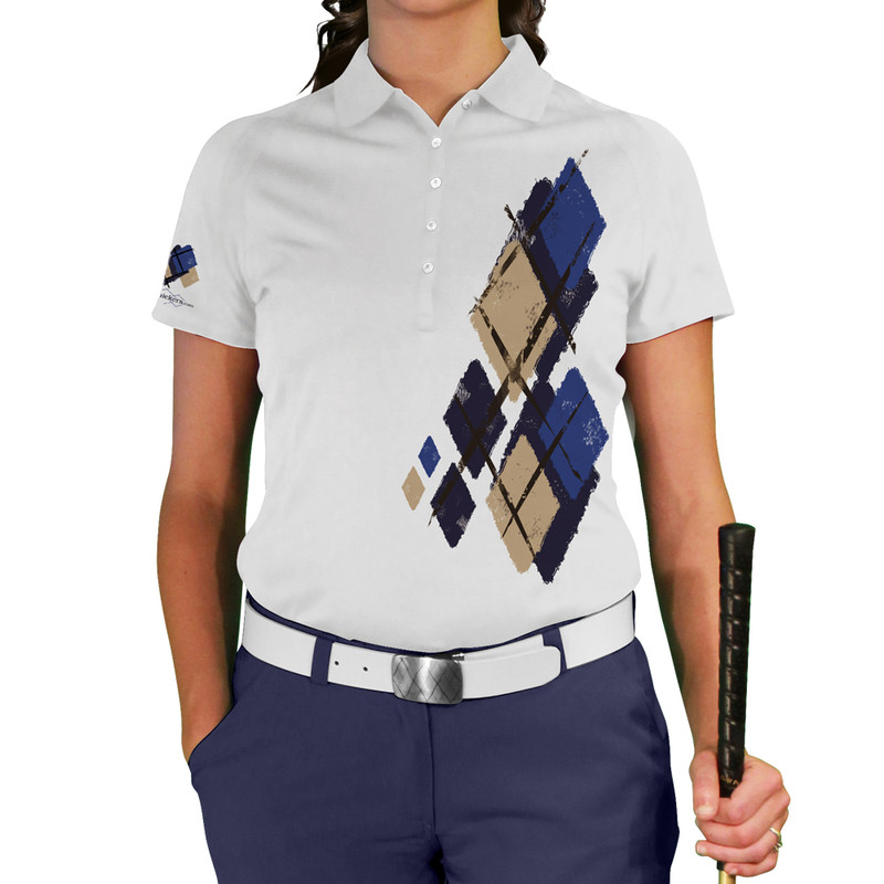 Ladies Argyle Utopia Golf Shirt - 6K: Navy/Khaki/Royal