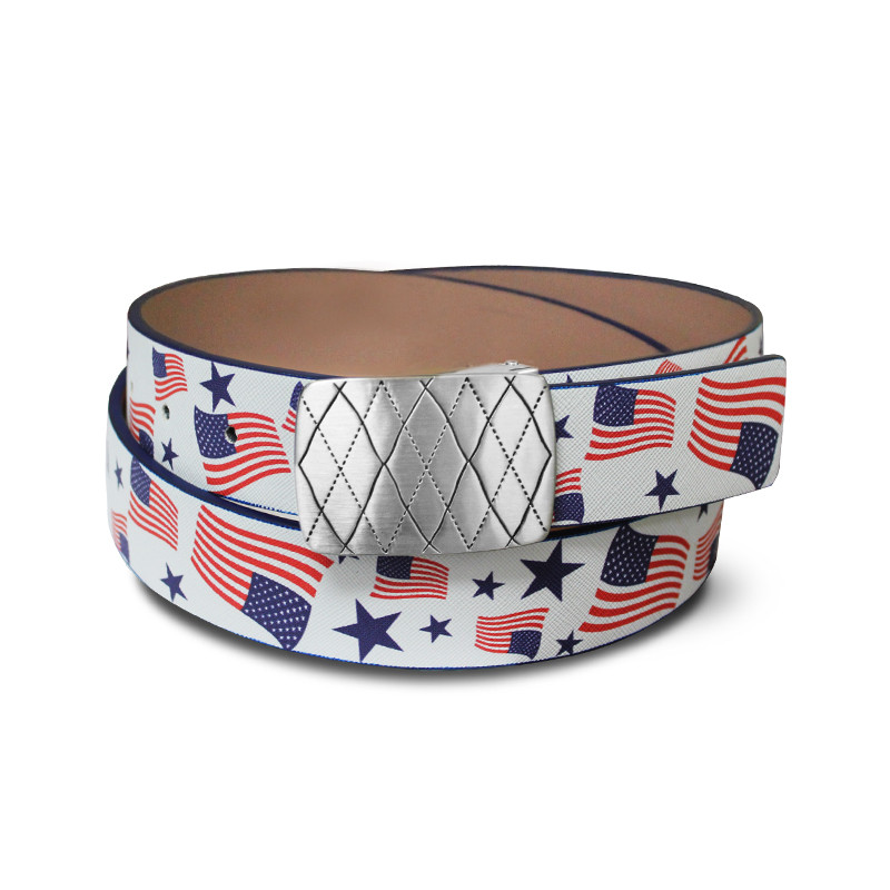 Couture Leather Mens Golf Belt - American Flag