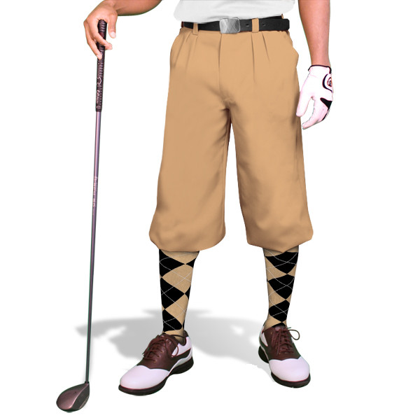Mens Outdoor Sports Khaki Cotton Golf Knickers Front