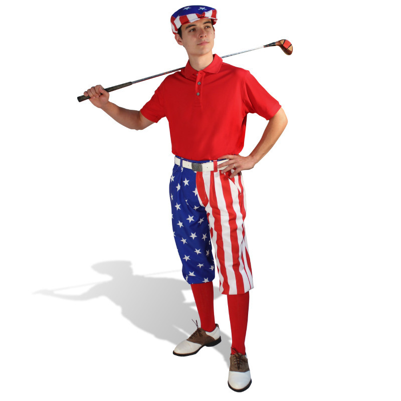 Golf Outfit - Mens Stars and Stripes & Red