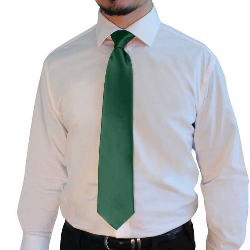Mens Neck Tie - Solid Dark Green