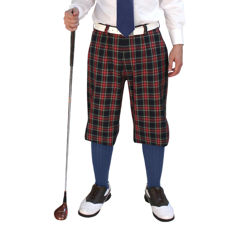 Dress Shirt Golf Outfit - Mens Navy Stewart & Patterned Navy with Solid Navy Tie