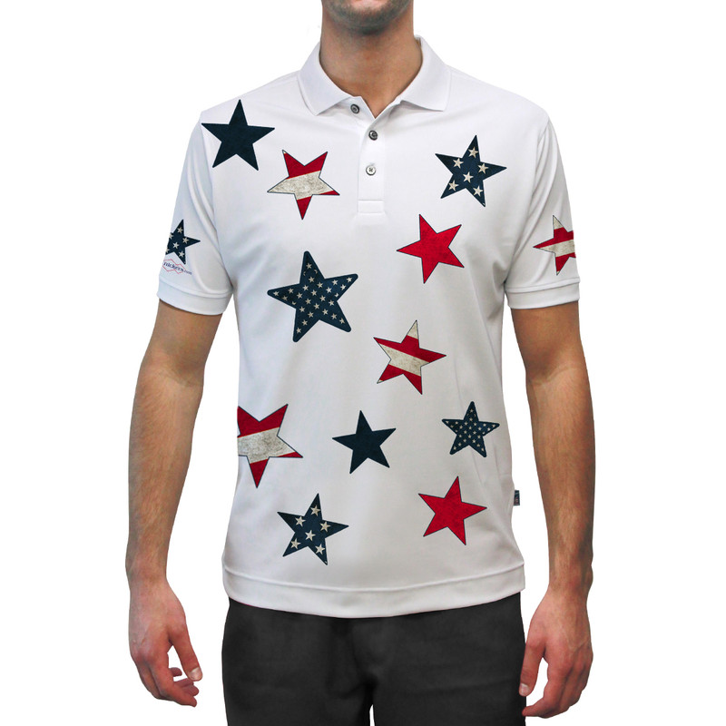 Mens USA Patriot Heroes Golf Shirt - Stars