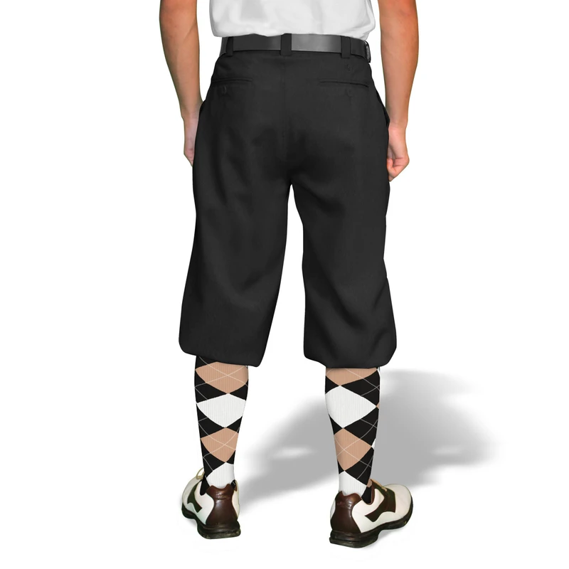 Mens Outdoor Sports Black Microfiber Golf Knickers Back