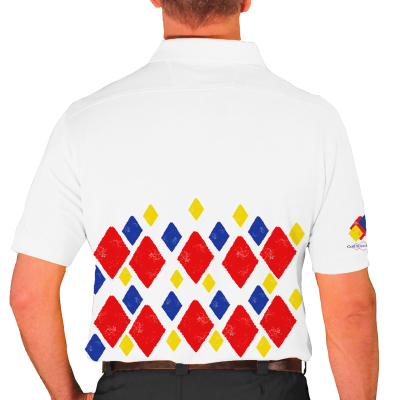Mens Argyle Arcadia Golf Shirt - 5B: Red/Yellow/Royal