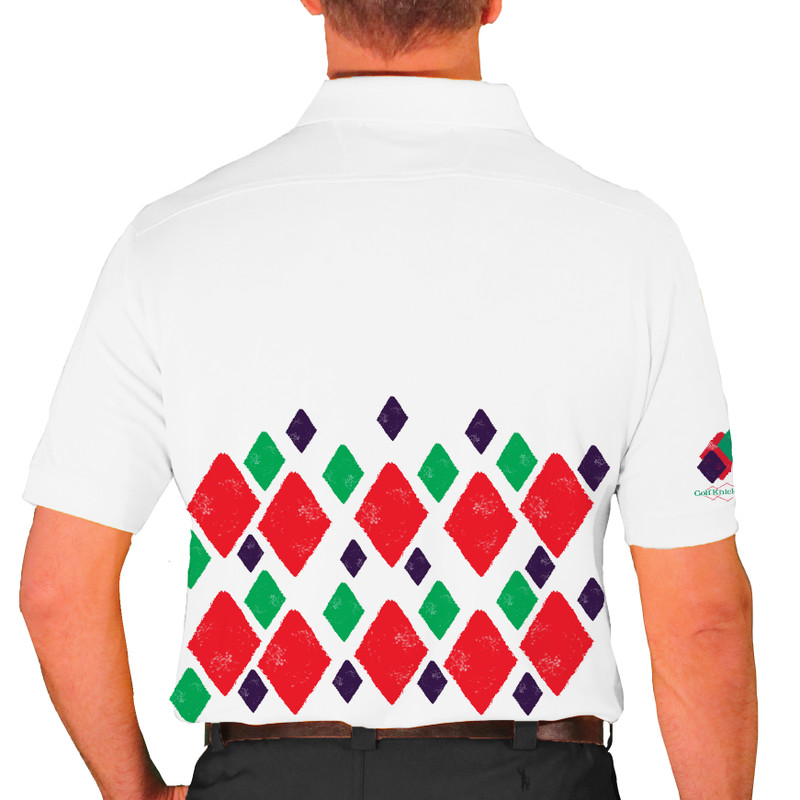 Mens Argyle Arcadia Golf Shirt - 5C: Red/Purple/Lime
