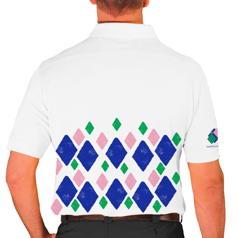 Mens Arcadia Arcadia Golf Shirt - 5M: Royal/Lime/Pink
