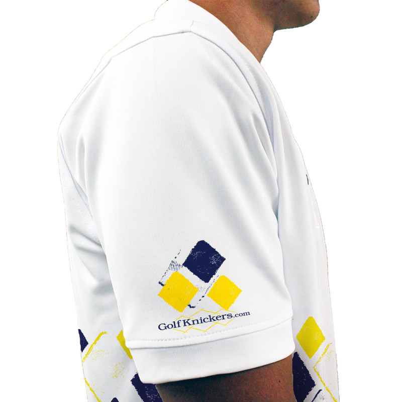 Mens Argyle Arcadia Golf Shirt - 5O: White/Yellow/Navy