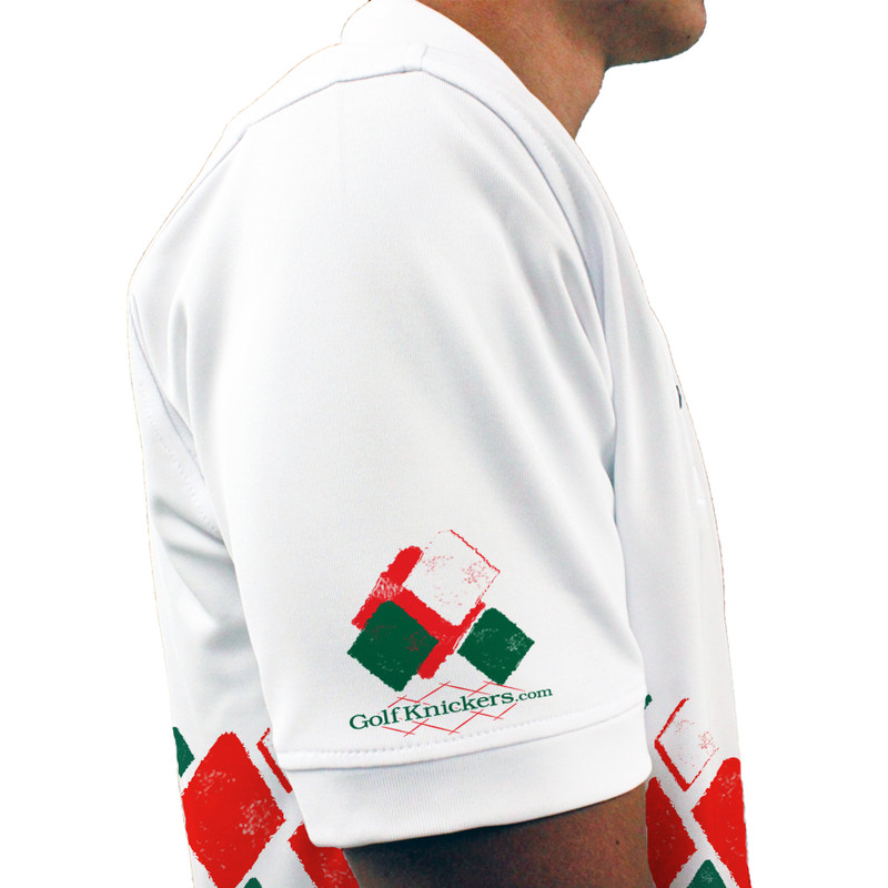 Mens Argyle Arcadia Golf Shirt - 5P: Red/Dark Green/White