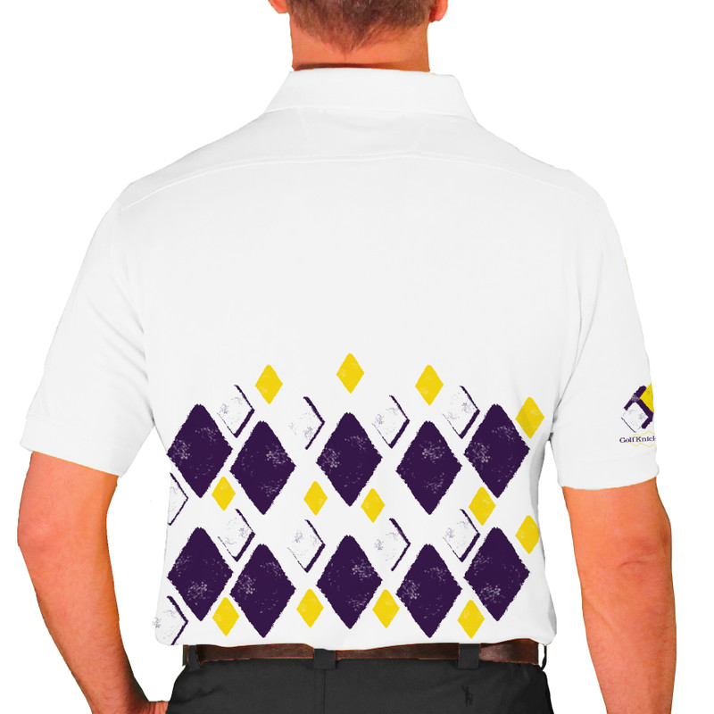Mens Argyle Arcadia Golf Shirt - 5Q: Purple/Yellow/White