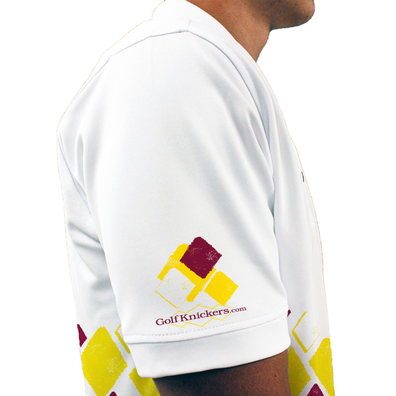 Mens Argyle Arcadia Golf Shirt - 5R: Yellow/Maroon/White