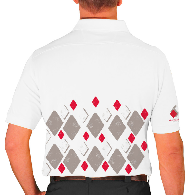 Mens Argyle Arcadia Golf Shirt - 5T: Taupe/Red/White