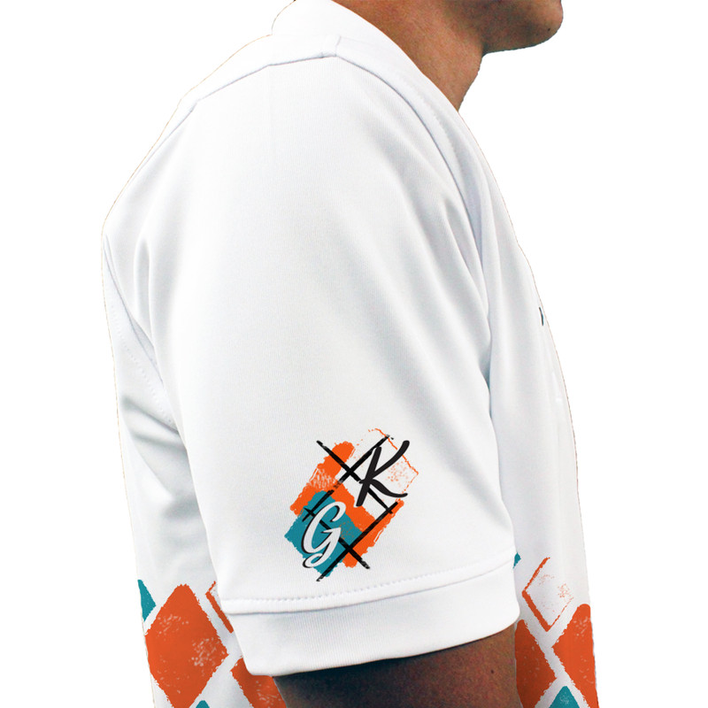 Mens Argyle Arcadia Golf Shirt - 5V: Orange/White/Teal