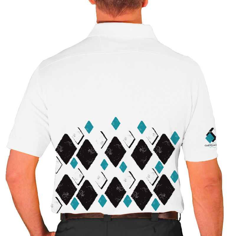 Mens Argyle Arcadia Golf Shirt - 6C: Black/Teal/White