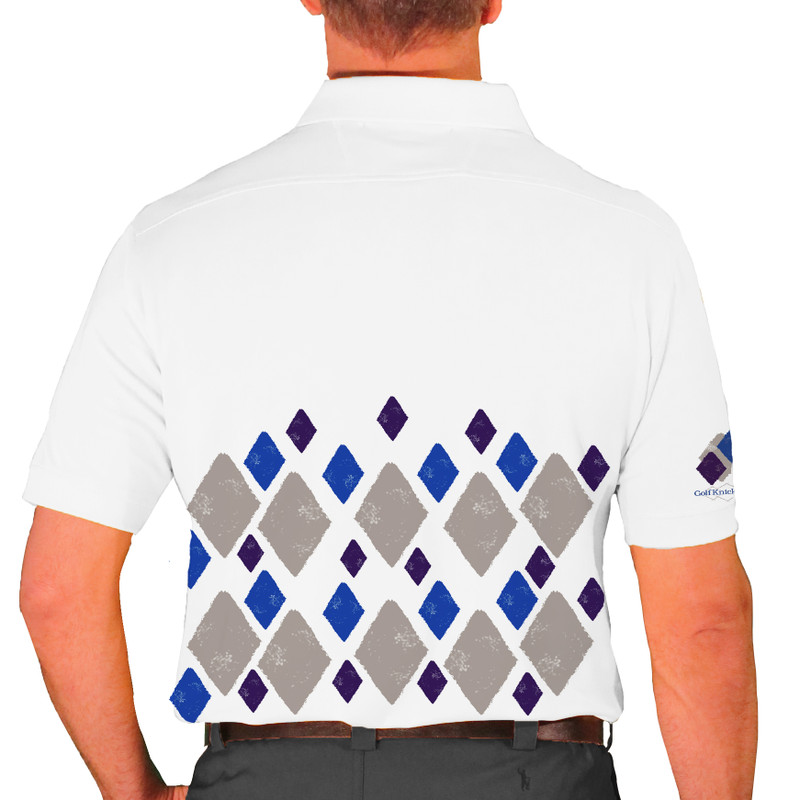 Mens Argyle Arcadia Golf Shirt - 6E: Taupe/Purple/Royal