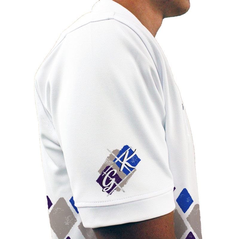 Mens Argyle Arcadia Golf Shirt - 6E: Taupe/Purple/Royal