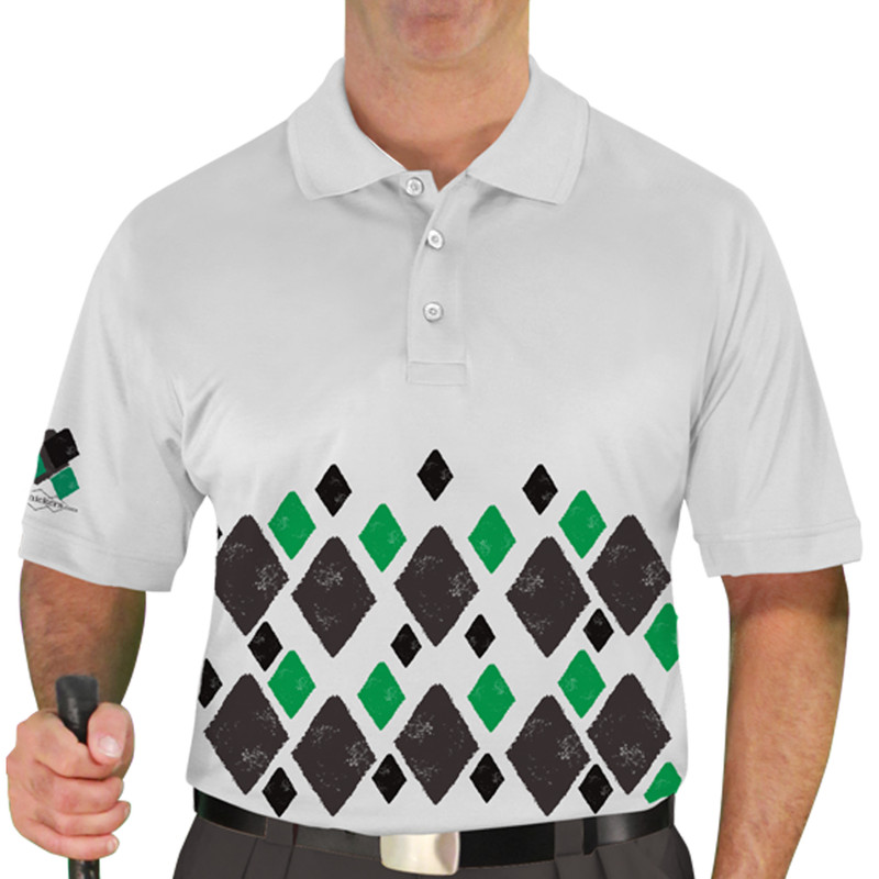 Mens Argyle Arcadia Golf Shirt - 6L: Charcoal/Black/Lime