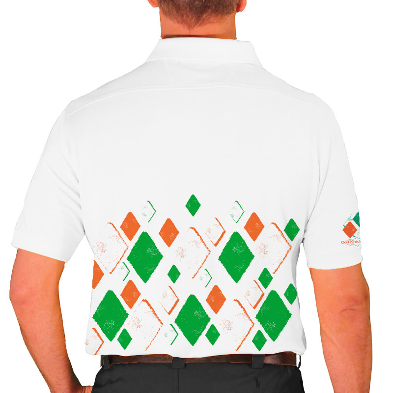 Mens Argyle Arcadia Golf Shirt - 6Z: White/Orange/Lime