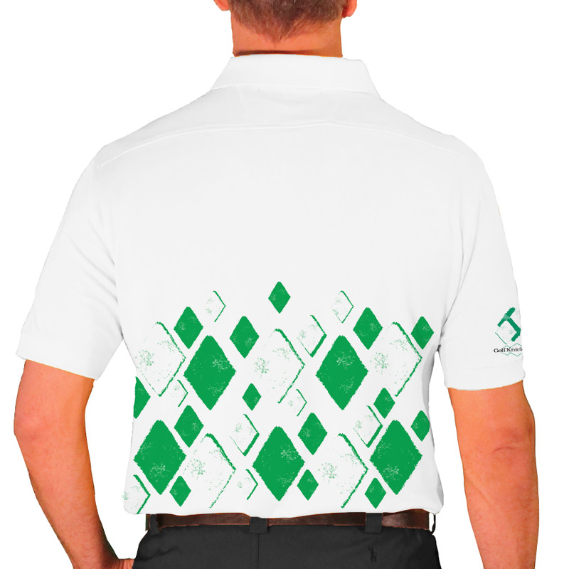 Mens Argyle Arcadia Golf Shirt - AA: Lime/White