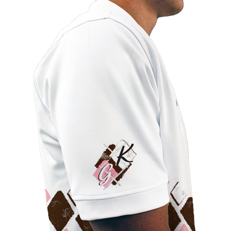 Mens Argyle Arcadia Golf Shirt - AAAA: Brown/Pink/White