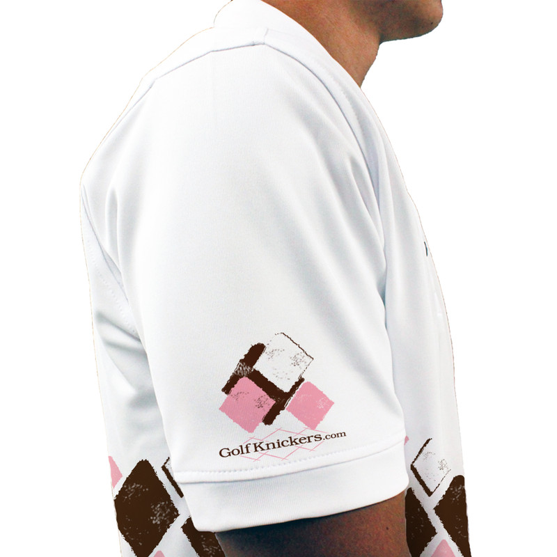 Mens Argyle Arcadia Golf Shirt - AAAA: Brown/Pink/White