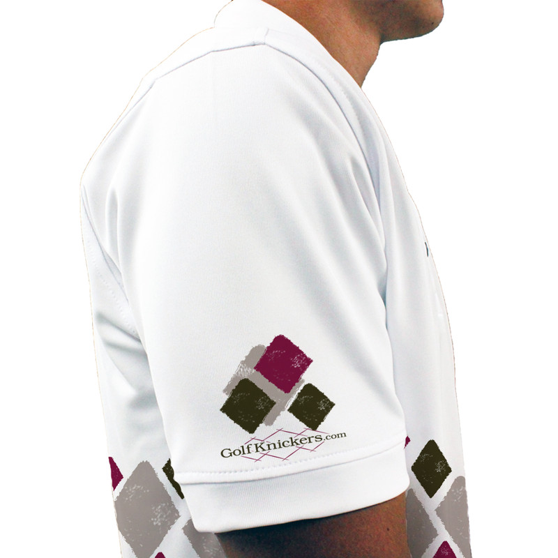 Mens Argyle Arcadia Golf Shirt - B: Taupe/Maroon/Olive