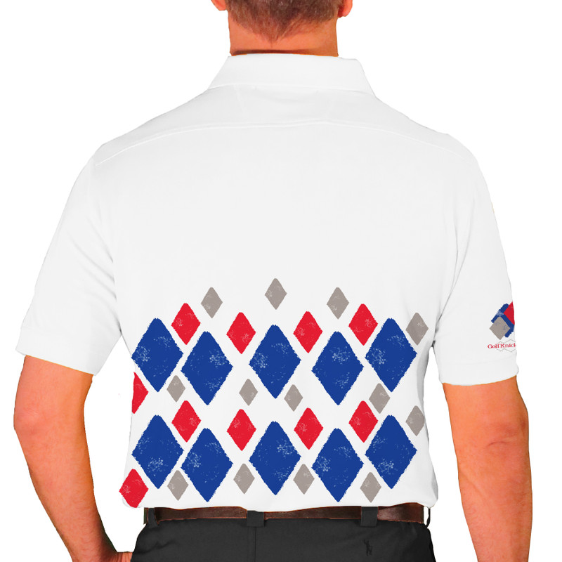 Mens Argyle Arcadia Golf Shirt - BBBB: Royal/Taupe/Red