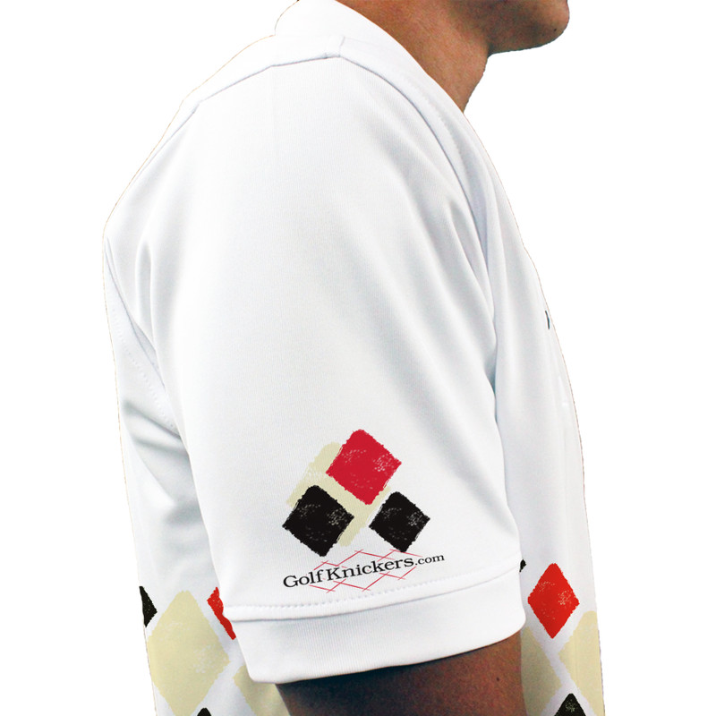 Mens Argyle Arcadia Golf Shirt - C: Natural/Black/Red
