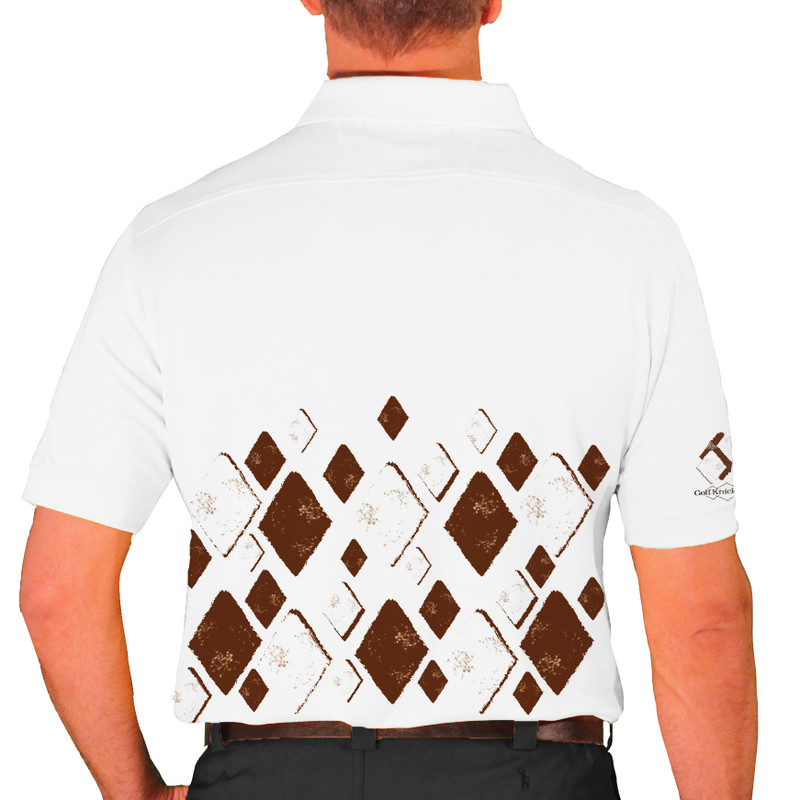 Mens Argyle Arcadia Golf Shirt - CC: Brown/White