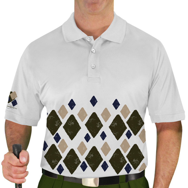 Mens Argyle Arcadia Golf Shirt - D: Olive/Navy/Khaki