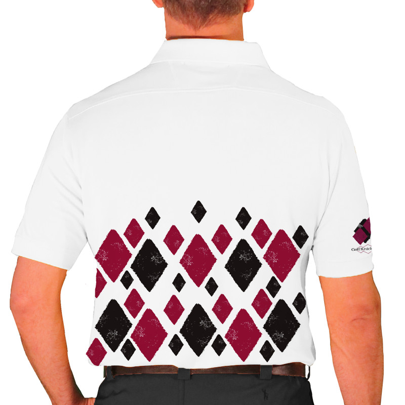 Mens Argyle Arcadia Golf Shirt - DD: Black/Maroon