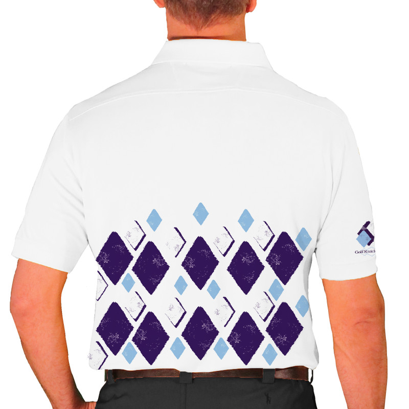 Mens Argyle Arcadia Golf Shirt - DDDD: Purple/Light Blue/White