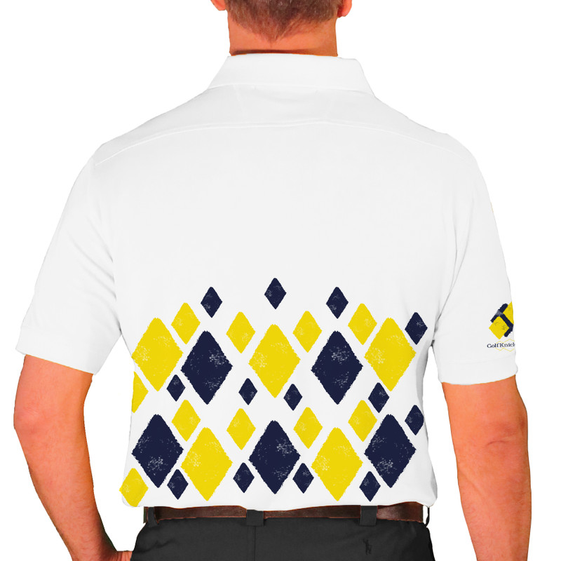 Mens Argyle Arcadia Golf Shirt - F: Navy/Yellow