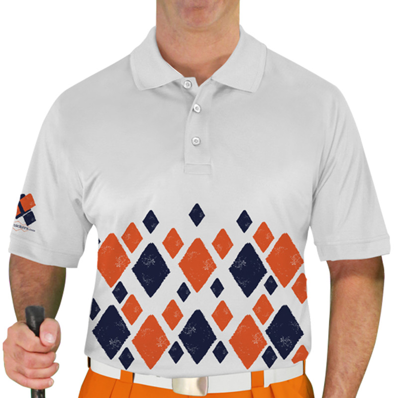 Mens Argyle Arcadia Golf Shirt - HH: Navy/Orange