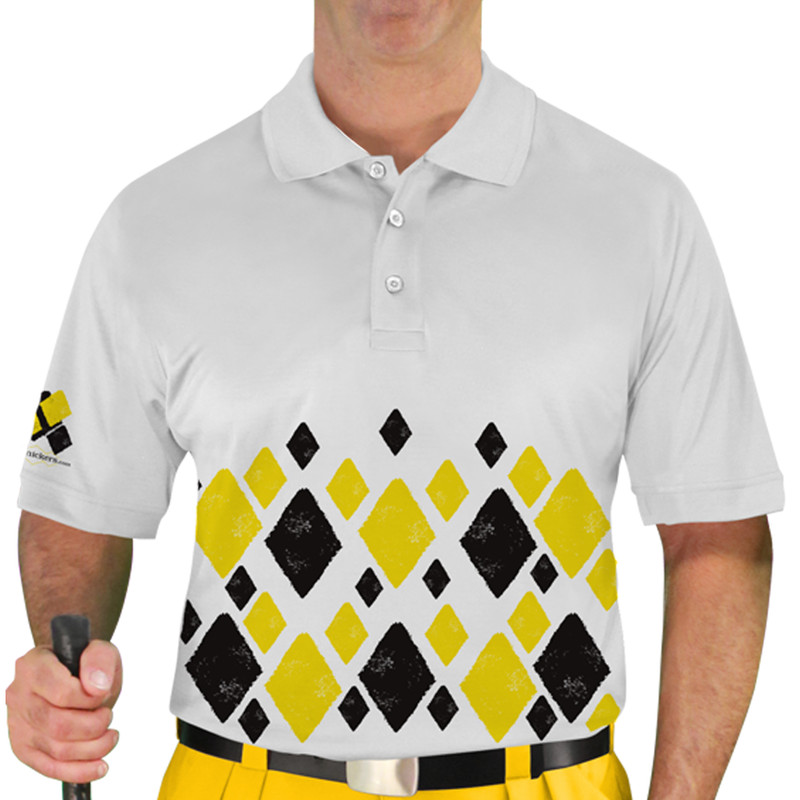 Mens Argyle Arcadia Golf Shirt - I: Black/Yellow