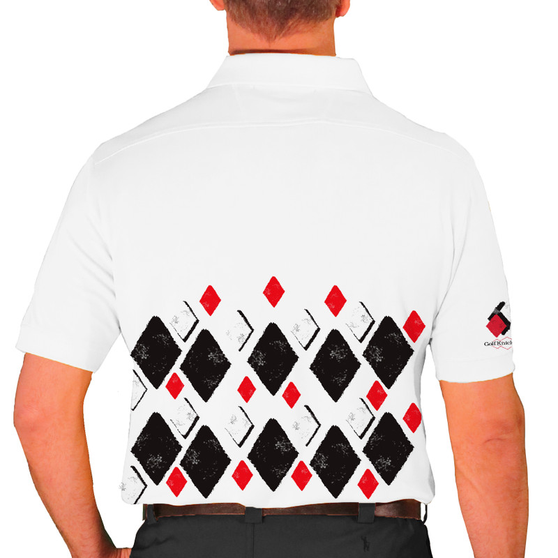Mens Argyle Arcadia Golf Shirt - JJJJ: Black/Red/White
