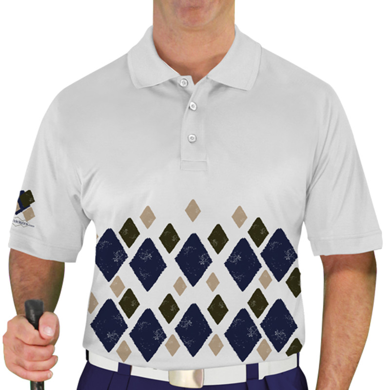 Mens Argyle Arcadia Golf Shirt - K: Navy/Khaki/Olive