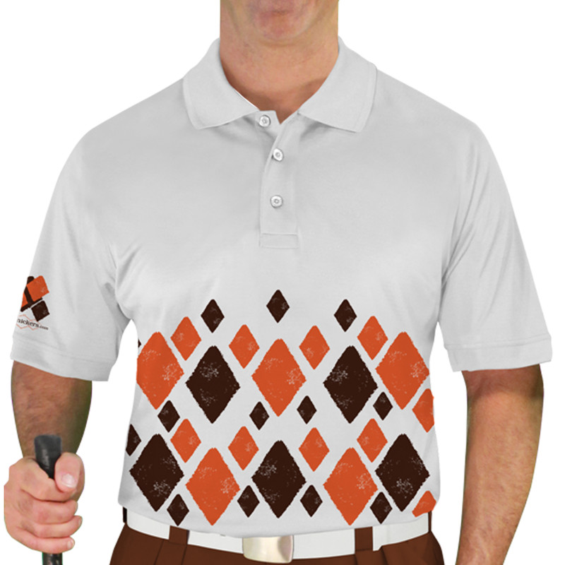 Mens Argyle Arcadia Golf Shirt - KK: Brown/Orange