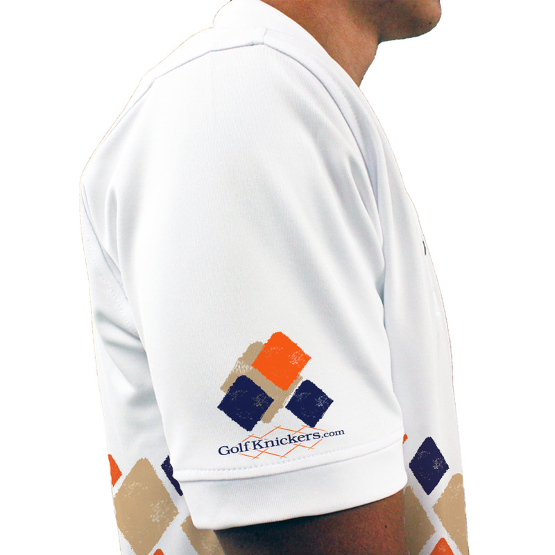 Mens Argyle Arcadia Golf Shirt - PP: Khaki/Orange/Navy