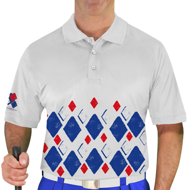 Mens Argyle Arcadia Golf Shirt - PPPP: Royal/Red/White