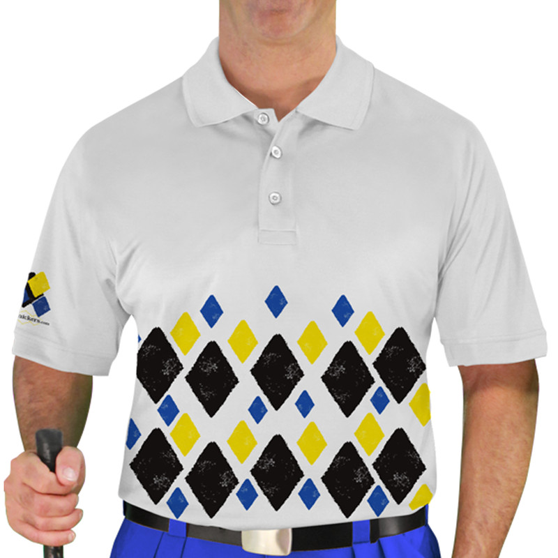 Mens Argyle Arcadia Golf Shirt - SSSS: Black/Royal/Yellow