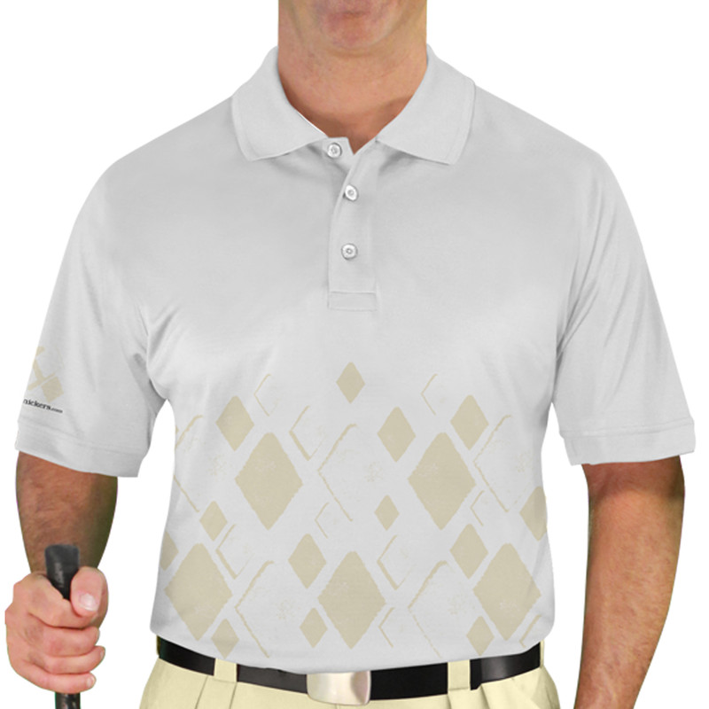 Mens Argyle Arcadia Golf Shirt - T: Natural/White